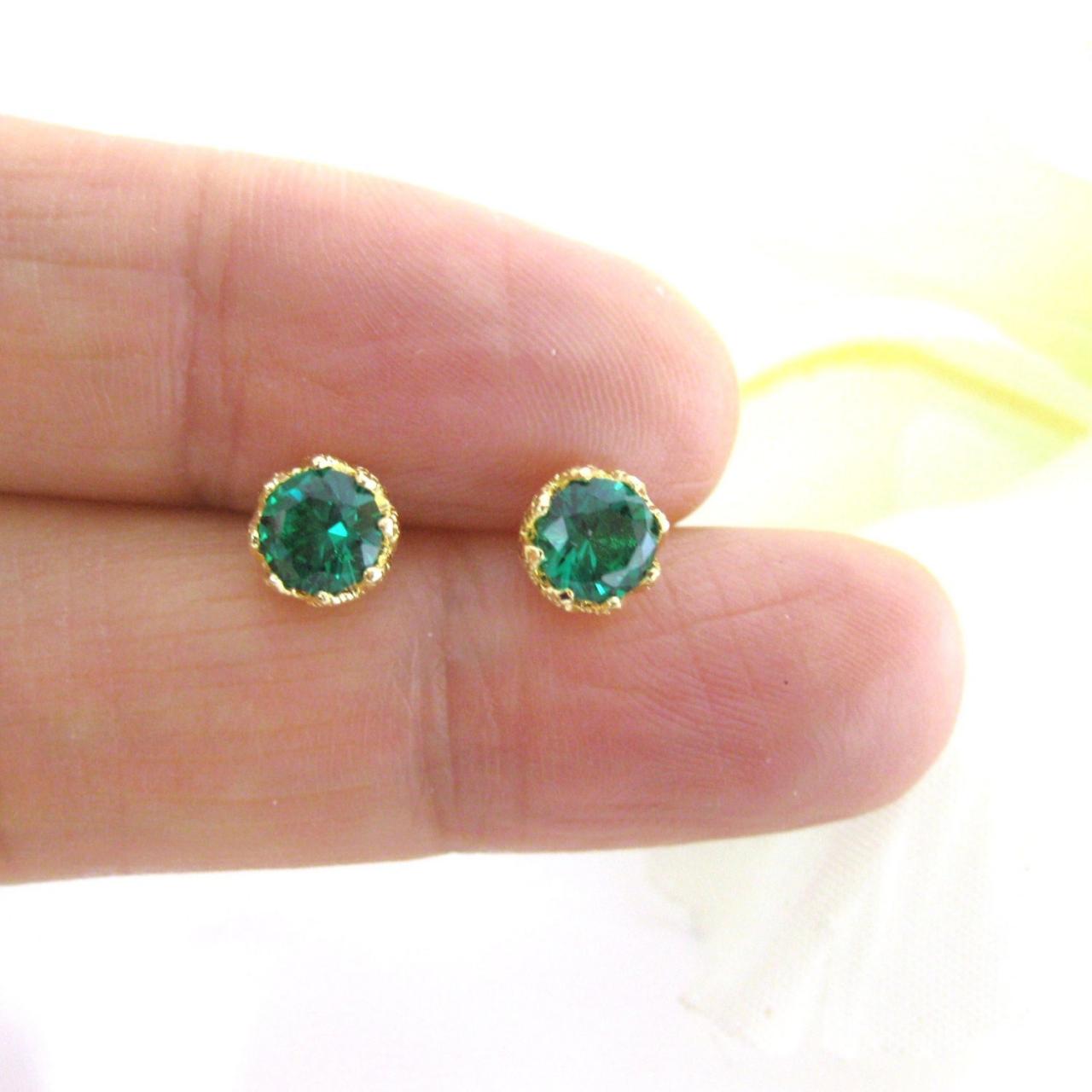 green stud earrings