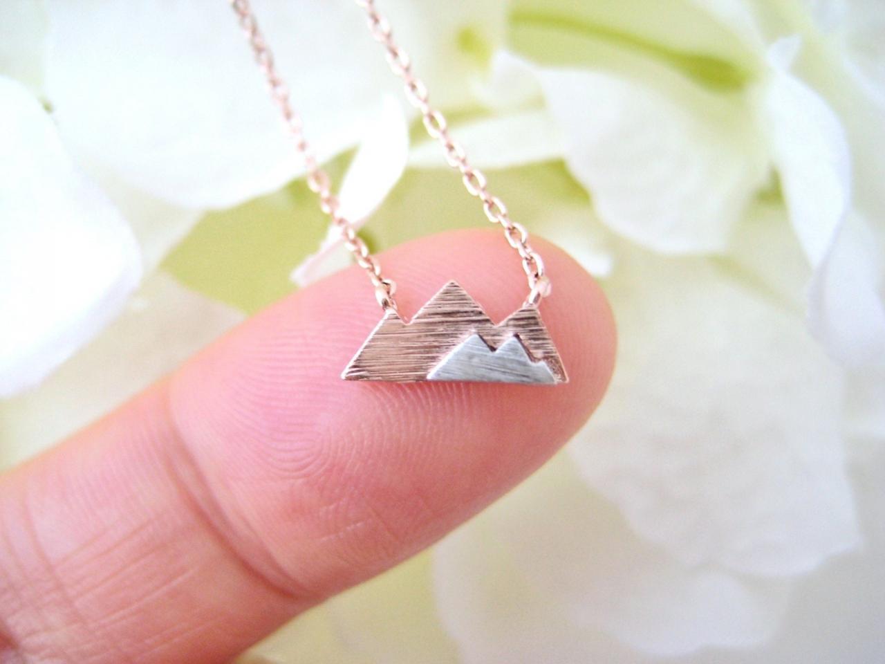 Mountain Pendant Necklace, Tiny Minimalist Necklace, Mountain Range Silhouette Nature Jewelry, Friend Gift