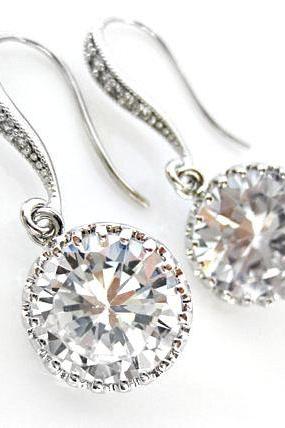 Cubic Zirconia Earrings Crystal Drop Earrings Bridal Earrings Wedding Jewelry Bridesmaid Gift Gold Earrings (E031)