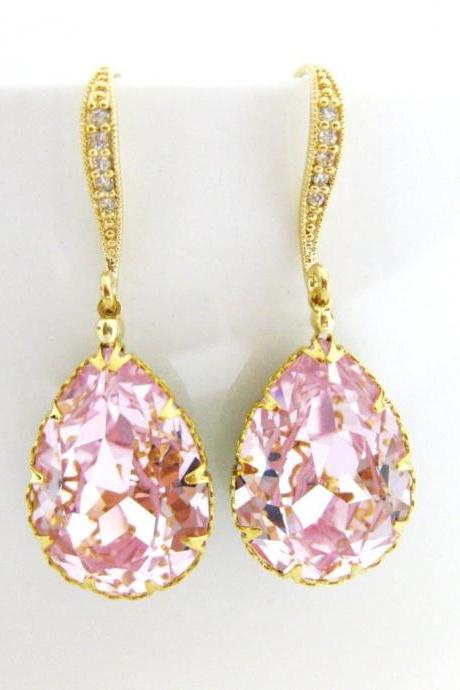 Bridal Blush Pink Teardrop Earrings Swarovski Rosaline Earrings Light Pink Earrings Bridesmaids Gift Wedding Jewelry Bridal Jewelry (e136)
