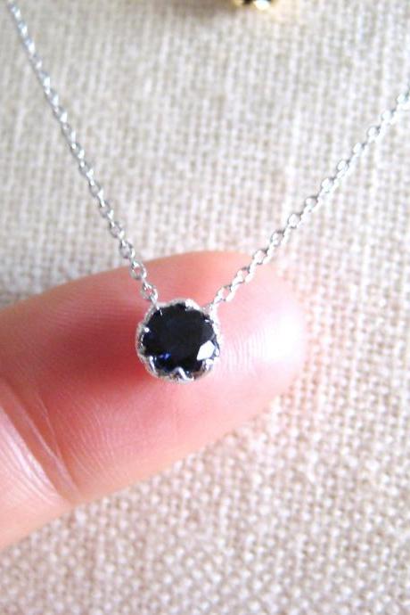 Dark Navy Blue Necklace Cubic Zirconia Necklace Wedding Pendant Minimalist Jewelry Christmas Gift Gold Necklace Black Necklace (N106)
