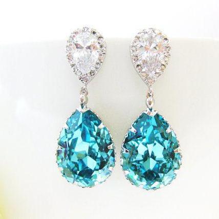 Turquoise swarovski crystal earrings cheap