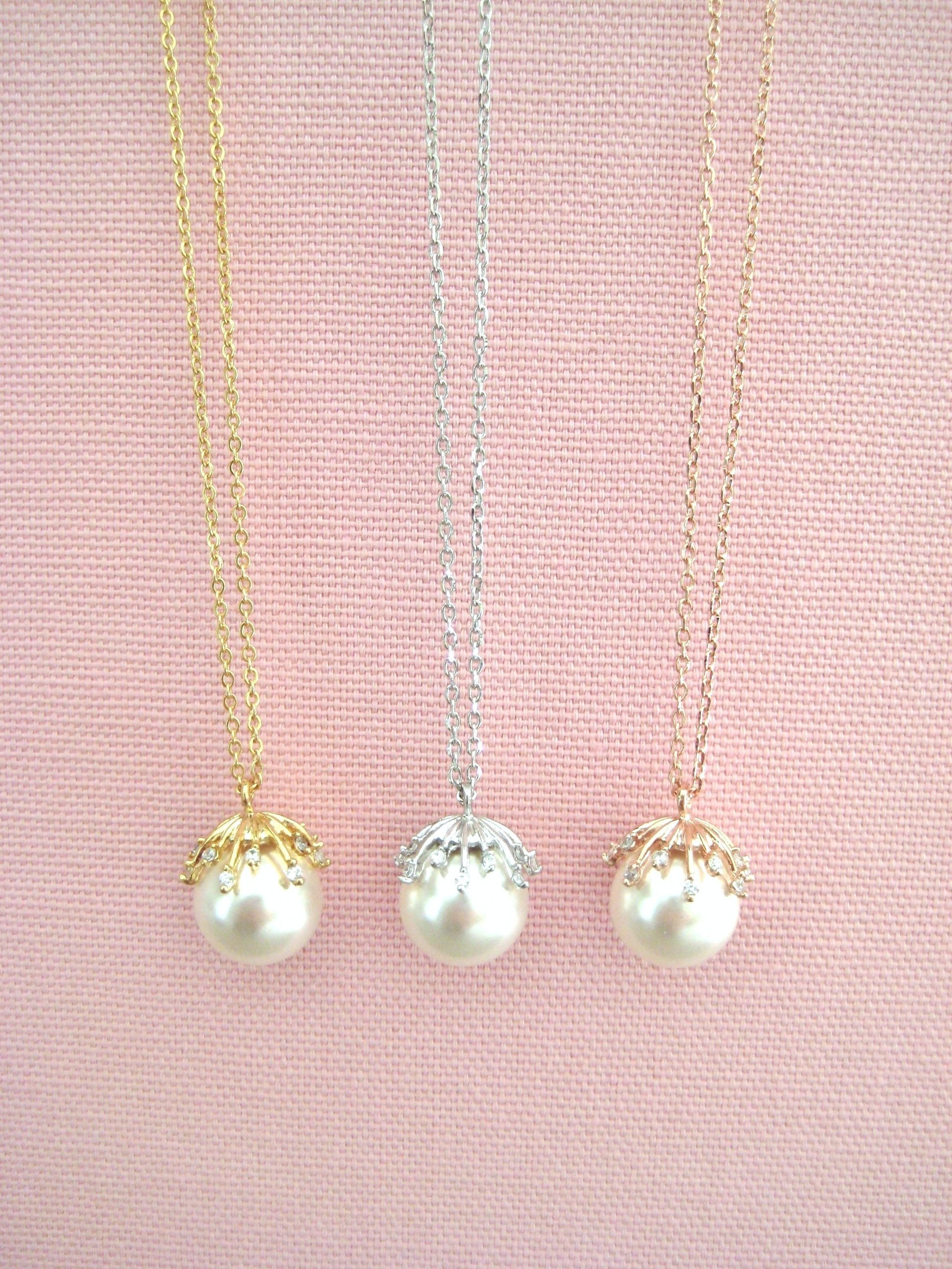 Bridal Pearl Necklace Rose Gold Swarovski Pearl Starburst Charm